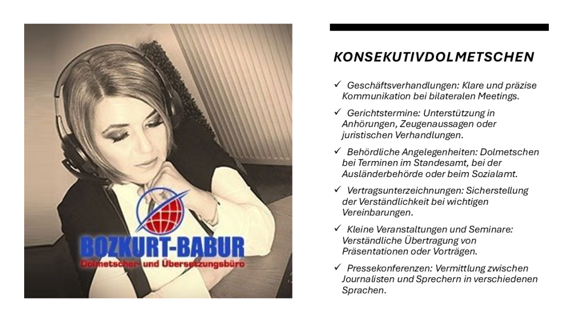 Frau mit Kopfhörern präsentiert Informationen zur Karriereberatung.