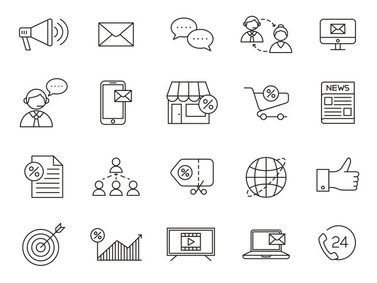 Symbolbild: Marketing‑Übersetzungen Türkisch ⇔ Deutsch – Werbetexte, Kampagnen & transkreation Marketing‑Symbole wie Megafon, Dokumente und Netzwerk‑Icons – symbolisiert Marketing‑Übersetzung Türkisch ⇔ Deutsch