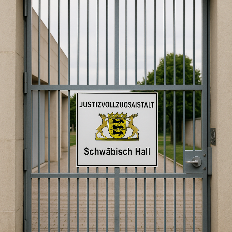 Beeidigter Dolmetscher Türkisch ⇔ Deutsch – JVA Schwäbisch Hall für Anwälte, Mandanten & Angehörige Eingangstor der JVA Schwäbisch Hall – Symbolbild für Dolmetscher Türkisch ⇔ Deutsch bei Gerichts- und Besuchsterminen