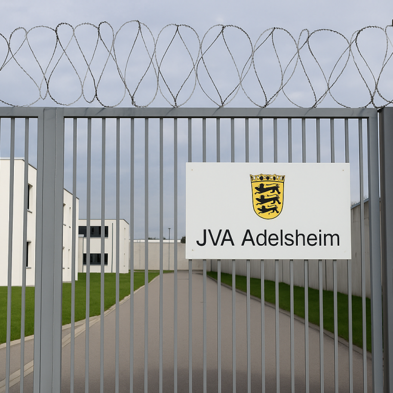 Dolmetscher Türkisch ⇔ Deutsch – JVA Adelsheim für Anwälte, Mandanten & Angehörige Eingangstor der JVA Adelsheim – beeidigter Dolmetscher Türkisch ⇔ Deutsch für Mandanten- und Besuchsdolmetschen