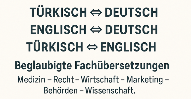 Logo für beglaubigte Fachübersetzungen Türkisch ⇔ Deutsch, Englisch ⇔ Deutsch, Türkisch ⇔ Englisch – Medizin, Recht, Wirtschaft, Marketing