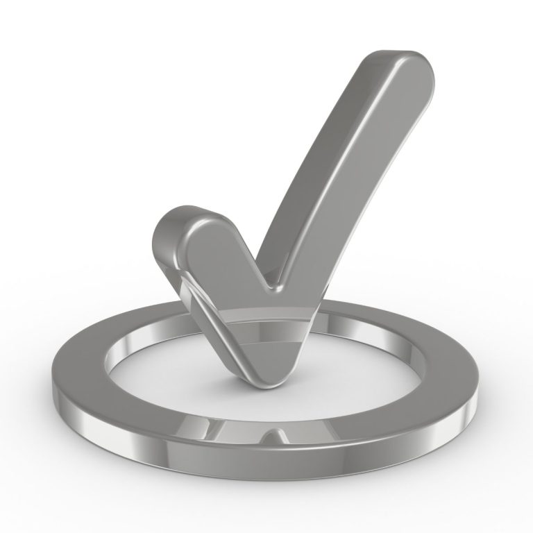 Helle graue Checkmark in einem Kreis.