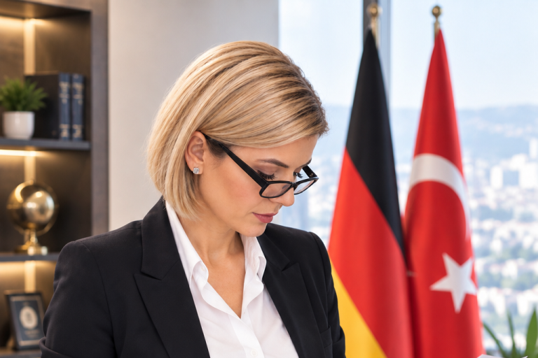 Türkçe-Almanca Profesyonel Tercüman Mann sitzt an einem Tisch mit Laptop und schaut nachdenklich aus dem Fenster.