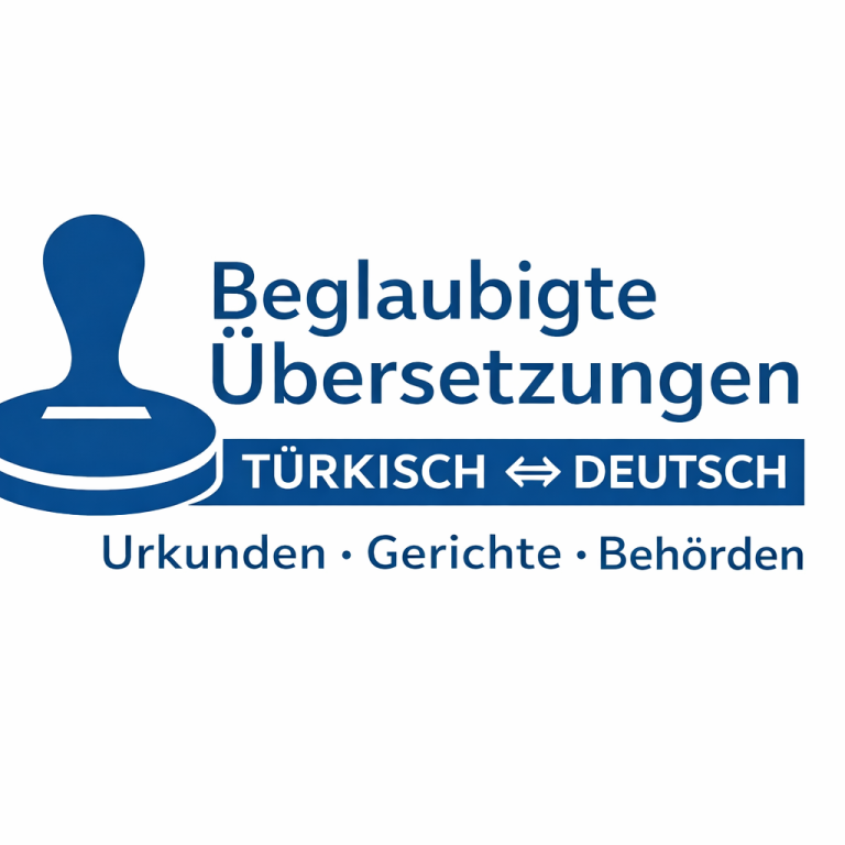 Logo für beglaubigte Übersetzungen zwischen Türkisch und Deutsch. Urkunden, Gerichte, Behörden.
