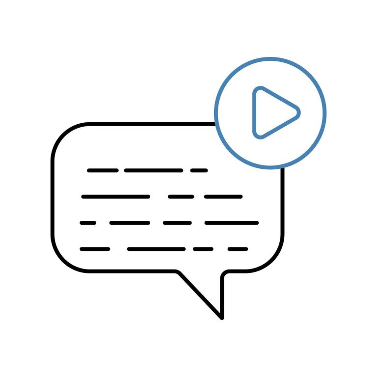 Symbolbild: Türkisch‑Deutsche Untertitel – sprachlich synchronisierte Videoübersetzung Sprechblase mit Text und Play‑Symbol – symbolisiert Türkisch‑Deutsche Untertitel